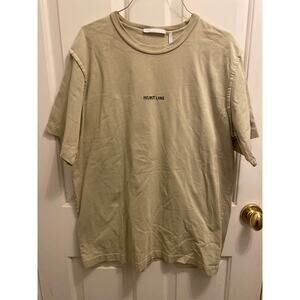 Helmut Lang Men's Size Large Beige Inside Out Log Tee T-Shirt Short Sleeve